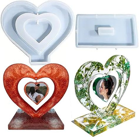 Ornament Picture Frame, Cadre Photo Diy, Resin Molds Silicone, Handmade Photo Frames, Formy Silikonowe, Molds Silicone, Mold For Resin, Heart Photo, Diy Picture Frames