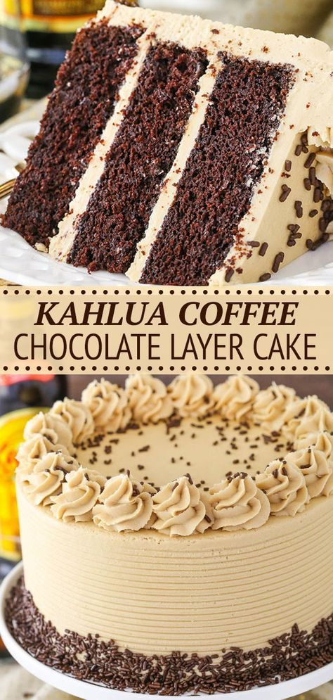 Blueberry Cake Ideas, Mini Cake Design Ideas, Cakes For Easter, Chocolate Kahlua Cake, Coffee Frosting, Kahlua Coffee, Funfetti Cheesecake, Chocolate Layer Cake Recipe, Life Love And Sugar