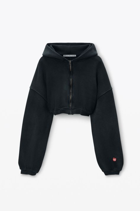 Crop Zip Up Hoodie, Cropped Zip Up Hoodie, Cropped Zip Up, Body Composition, Apple Logo, Zip Up Hoodie, Jet Black, Zip Up, Alexander Wang