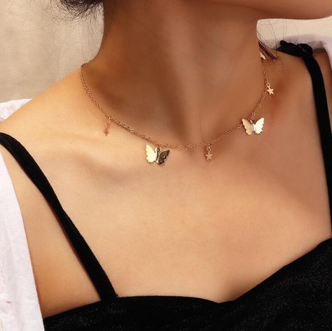 Cheap Pendant Necklaces, Buy Quality Jewelry & Accessories Directly from China Suppliers:Cute Butterfly Animal Stars Choker Necklace For Women Gold Chain igirl grunge Jewelry e girl  collares aesthetic Accessories Enjoy ✓Free Shipping Worldwide! ✓Limited Time Sale ✓Easy Return. Simple Choker Necklace, قلادات متدلية, Simple Choker, Charm Choker Necklace, Choker Style Necklace, Collar Chain, Boho Style Jewelry, Party Necklace, Butterfly Pendant Necklace