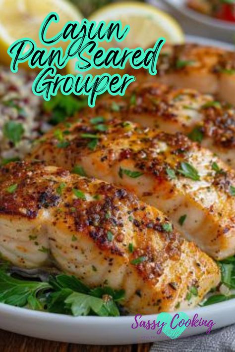 Cajun Pan Seared Grouper Recipe featuring Slap Ya Mama seasoning is a quick and easy way to bring bold Cajun flavors to your table. Stuffed Grouper Recipes, Grouper Recipes Pan Seared, Blackened Grouper Recipes, Baked Grouper Recipes, Grouper Recipes Baked, Pan Seared Grouper Recipes, Baked Grouper Recipes Oven, Fried Grouper Recipes, Scrod Recipe