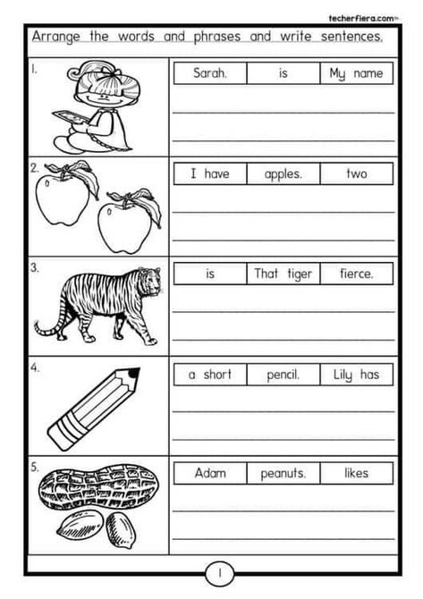 Making Sentences Worksheets, English Writing Skills Worksheets, Writing Sentences Kindergarten, Writing Worksheets Kindergarten, Sentence Building Worksheets, Sentences Kindergarten, Ingles Kids, Making Sentences, Grammar For Kids