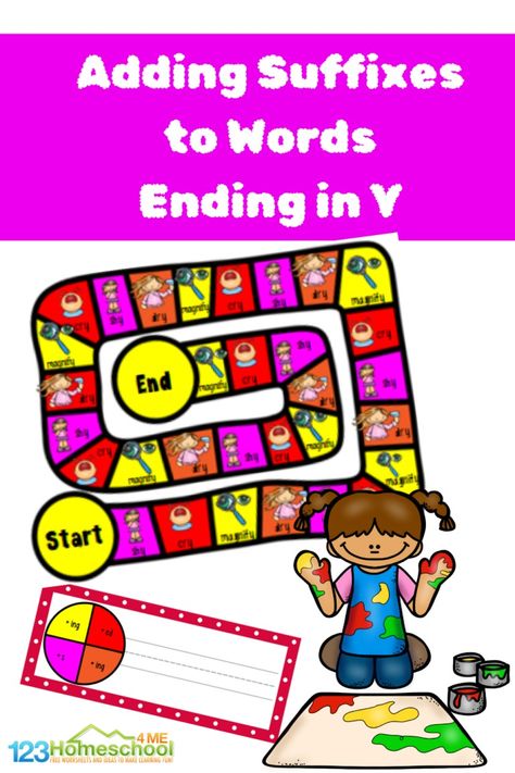 Are you working on teaching students about adding suffixes to words ending in y? If so you will love this free printable word suffix game for first grade, 2nd grade, and 3rd grade students. This activity includes verb endings and the sneaky y, adding er and est to adjectives, and nouns ending in y plural. Adjective Games, Free Math Printables, Y Words, Root Words, Teaching Students, English Activities, Alphabet Preschool, Free Math, Homeschool Science