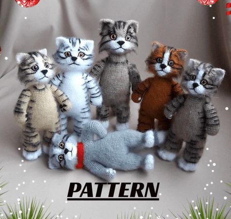 Crochet Tabby Cat, Cat Pattern Crochet, Cat Amigurumi Pattern, Tabby Kittens, Kat Haken, Chat Crochet, Crochet Dog Patterns, Animal Knitting Patterns, Crochet Cat Pattern