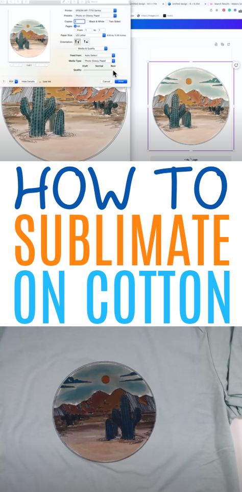 If you have been working on sublimation projects for a while, you may think that you can only sublimate on polyester. Well. we’re here to tell you that you CAN sublimate on cotton! Be sure to check out this post and video and learn how that’s possible. We will show you just how to make sublimation crafts on 100% cotton, opening up a whole new selection of materials to use with your projects. How To Sublimate On Cotton, Easy Sublimation Projects, How To Sublimate, Sublimation Projects Ideas, Sublimation Tips And Tricks, Sublimation On Cotton, Cute Sublimation Designs, Sublimation Inspiration, Sublimation For Beginners