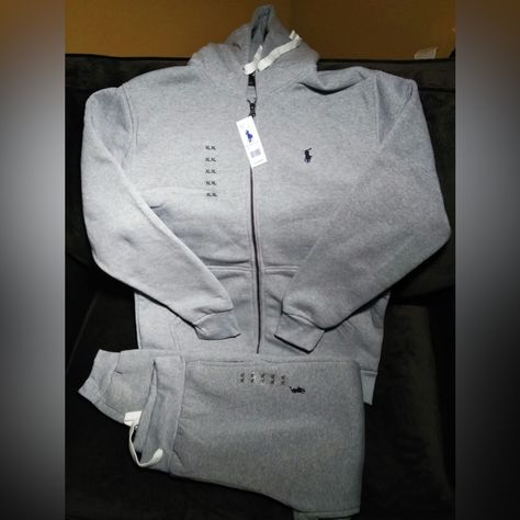 Polo Sweatsuit Outfits, Tracksuit Baddie, Polo Sweatsuit, Polo Tracksuit, Polo Sweat Suits, Sweat Suits Outfits, Grey Sweatsuit, Fire Clothes, Champion Clothing