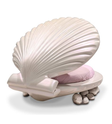 You Can Live Out Your Little Mermaid Fantasies With This Shell-Shaped Bed Mermaid Bed, Shell Bed, Luxury Kids Furniture, Round Mattress, Mermaid Bedding, Art Deco Bed, Circu Magical Furniture, Magical Furniture, Mermaid Kids