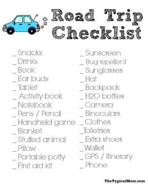 Trip Essentials Packing Lists, Trip Checklist, Road Trip Checklist, Road Trip Kit, New Mexico Road Trip, Trip Packing List, Travel Packing Checklist, Road Trip Packing List, Road Trip Map