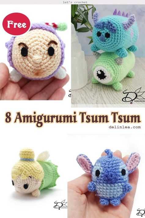 Disney Tsum Tsum Crochet, Disney Crochet Free Pattern, Disney Crochet Free Patterns, Disney Tsum Tsum Crochet Pattern Free, Stitch Disney Crochet Pattern Free, Disney Crochet Amigurumi, Easy Disney Crochet, Disney Crochet Keychain, Tsum Tsum Crochet Pattern Free