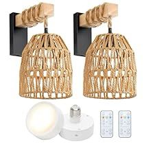 Battery Operated Sconces, Battery Operated Wall Sconces, Boho Light Fixture, Electric Box, Rattan Wall, Countryside Cottage, Rattan Shades, Wall Sconces Bedroom, Living Room Entryway