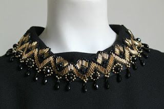 Balmain Couture, Couture Beading, Black Wool Dress, Pola Manik, Hand Embroidery Dress, Motifs Perler, Kurti Embroidery Design, Couture Embroidery, Dress Neck Designs