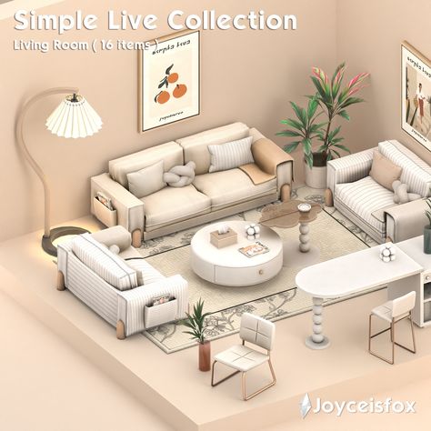 Joyce’s place : 8# Simple Live Collection - Living Room Mod Living Room, Living Room Sims 4, Sims 4 Cc Furniture Living Rooms, Soft Tofu, Cute Living Room, Mod Furniture, Sims 4 Bedroom, Sofa Coffee Table, Sims 4 House Building