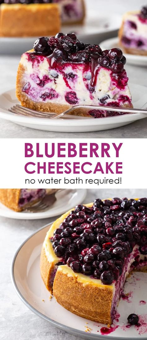 Easy Blueberry Cheesecake, Cheesecake Recipe Easy, Cheesecake Recipes Easy, Easy Cheesecake Recipe, Creamy Cheesecake Recipe, Blueberry Cheesecake Recipe, Dessert Cheesecake, No Bake Blueberry Cheesecake, Lemon Blueberry Cheesecake