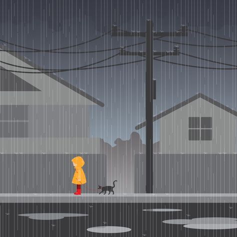 Rain Illustration Rainy Days, Rainy Day Illustration, Rainy Day Wallpaper, Rain Illustration, Day Wallpaper, Interior Paintings, Day Illustration, Character Design Animation, Dark Anime