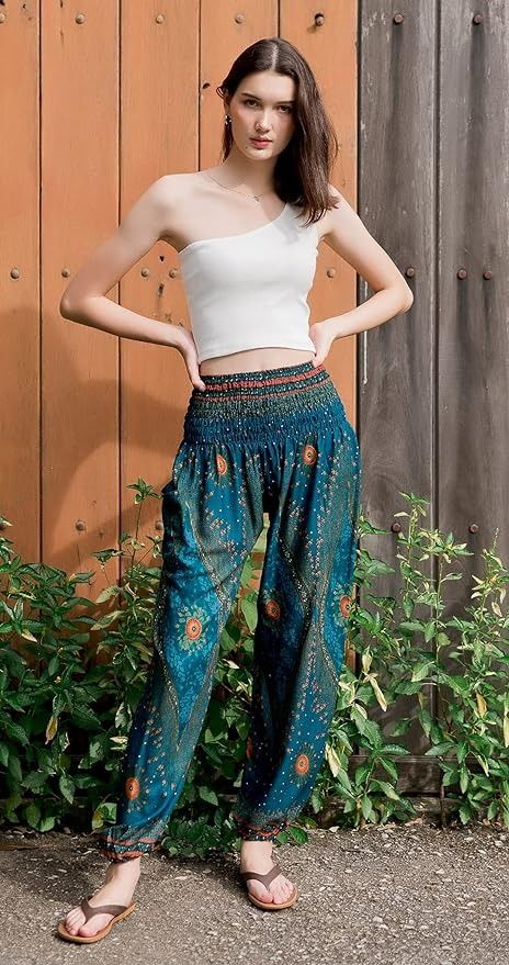 Haram Pants, Boho Yoga, Black Clothing, Aladdin, Shoes Jewelry, Smocking, Casual Pants, Hippie Boho, Harem Pants