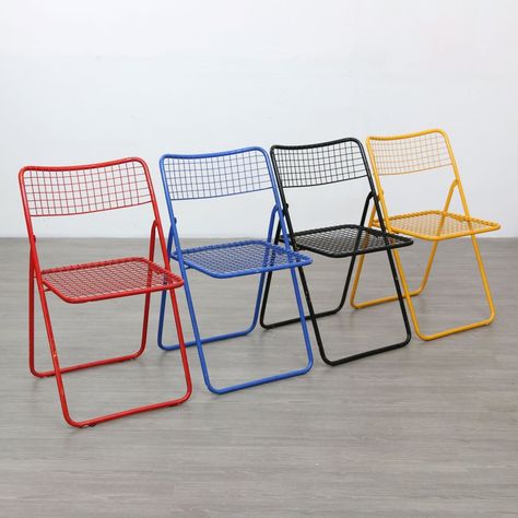 1980s Furniture, Fold Chair, Folding Chair Design, Niels Gammelgaard, Fold Up Chairs, Ikea Chairs, Vintage Ikea, Concept Models Architecture, Interior Design Presentation