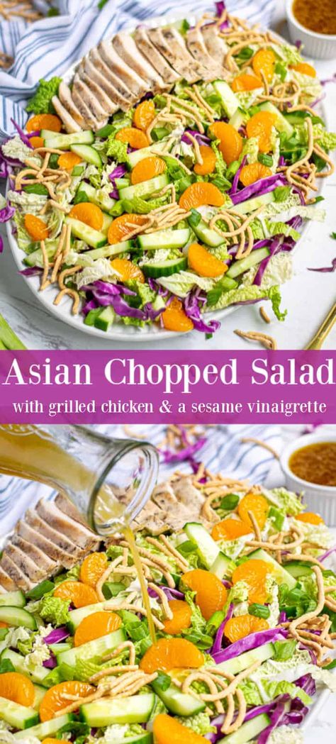 Asian Crunch Salad, Crunchy Cabbage Salad, Crunchy Noodles, Sesame Vinaigrette, Chopped Chicken Salad, Mandarin Salad, Asian Chopped Salad, Asian Salad Recipe, Cabbage Salad Recipes