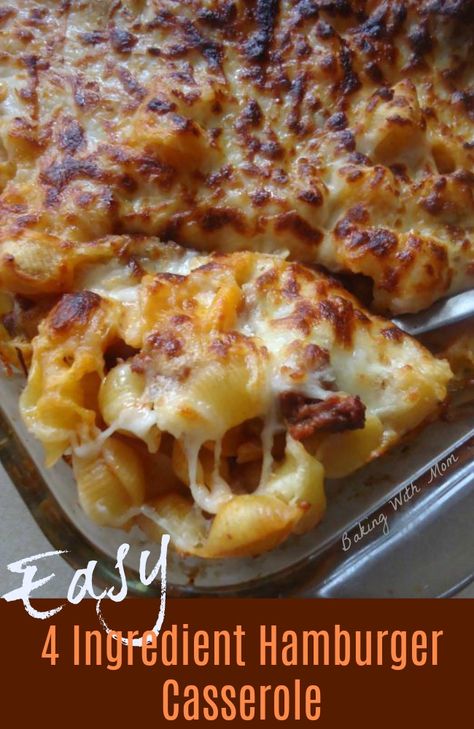 Hamburger Casserole with noodles and hamburger and cheese. 4 Ingredient Hamburger Casserole, Hamburger Casseroles Recipes, Hamburger Dishes, Easy Hamburger, Hamburger Casserole, Diner Recept, Beef Casserole Recipes, Hamburger Recipes, Supper Recipes