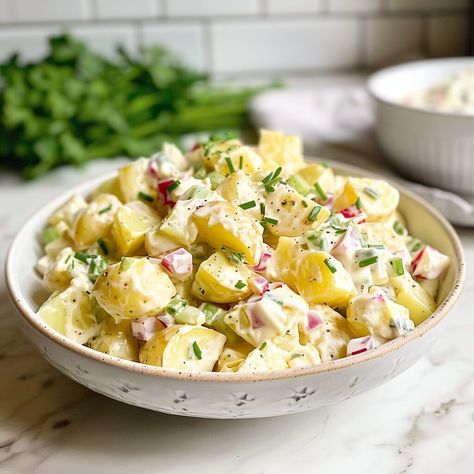 Hellmann's Potato Salad Recipe Potato Salad With Mayonnaise, Salad With Mayonnaise, Making Potato Salad, Creamy Potato Salad, Potato Salad Recipe, Creamy Potato, Best Breakfast Recipes, Potatoe Salad Recipe, Backyard Barbecue