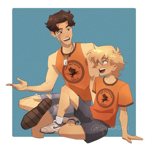 Luke X Percy Fan Art, Percy Jackson Disney Plus Show, Camp Halfblood Oc, Percy And Luke Fanart, Luke Fanart Percy Jackson, Percy X Luke Fanart, Percy And Luke, Mythomagic Cards, Luke Pjo