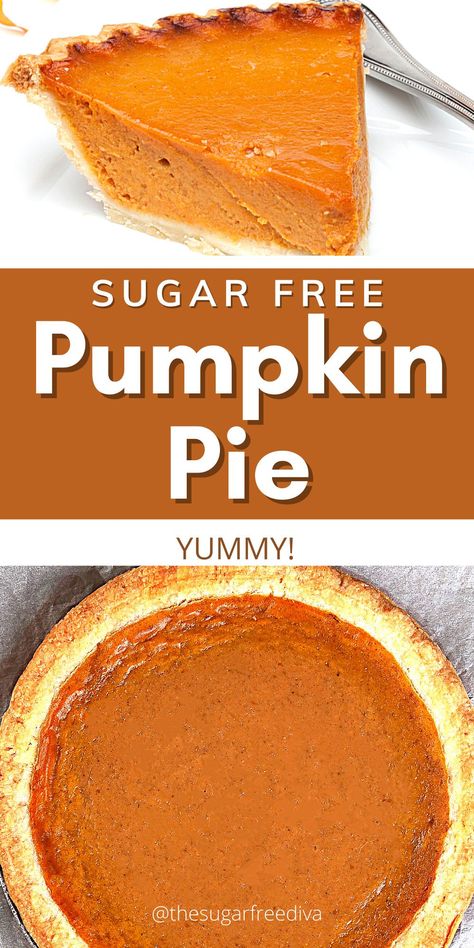 Sugar Free Baking Recipes, Sugar Free Pumpkin Pie, Sugar Free Pie, Sugar Free Desserts Easy, Healthy Pumpkin Pies, Sugar Free Baking, Sugar Free Recipes Desserts, Sugar Free Treats, Sugar Free Sweets