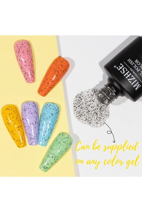 MIZHSE Eggshell Gel Top Coat, Speckled Gel Polish Black Spot Egg Clear Top Coat Gel Nail Polish for Nail Art Salon Design Manicure 10ml Speckled Nails, Nail Polish Black, Nails Inspiration Summer, Nail Art Salon, Clear Top, Manicures Designs, Salon Design, Black Spot, Uv Led