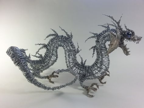 Wire Chinese Dragon by Mike-Perrotta.deviantart.com on @DeviantArt Wire Dragon, Color Wheel Art Projects, Color Wheel Art, Dragon Chino, Copper Wire Art, Wire Ornaments, Wire Craft, Wire Art Sculpture, Astronomy Art