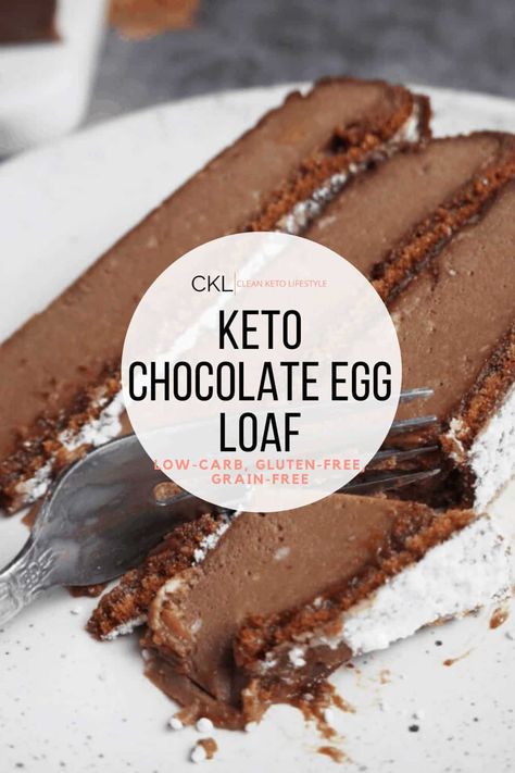 This Keto Chocolate Egg Loaf is incredibly delicious and it only has seven ingredients! It's simple, decadent, flavorful, and the quickest guilt-free dessert you'll ever make. Keto Egg Loaf, Egg Loaf, Keto Egg Fast, Clean Keto, Low Carb Muffins, Egg Fast, Keto Breads, Chocolate Egg, Low Carb Fruit