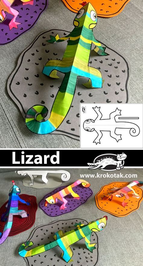 Lizard Craft, Vbs Crafts, Elementary Art Projects, Homeschool Art, Kindergarten Art, School Art Projects, Classroom Crafts, Camping Crafts, Preschool Art