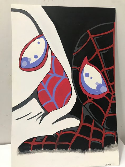 #spiderman #painting #marvel Spiderman Paintings Easy, Spiderman Drawing Painting, Spiderman Couple Painting, Spiderman Across The Spider Verse Canvas Painting, Miles Morales Spiderman Painting, Black Spiderman Painting, Poster Board Drawing Ideas, Cool Spiderman Drawings, Spider Man Painting Ideas