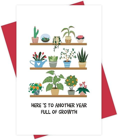 Amazon.com : Happy Birthday Card, Plant Card, Here is to Another Year Full Of Growth, Plant Lover Birthday : Office Products Plant Birthday Card, Growth Plant, Lover Birthday, Plant Puns, Card Inspo, Bday Cards, Grandma Birthday, Birthday Card Template, Birthday Cards Diy