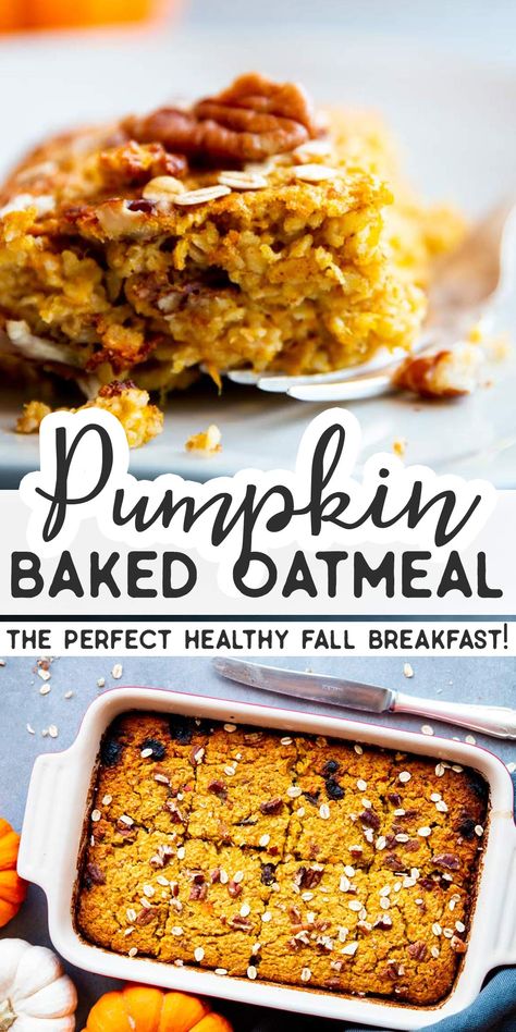 Pumpkin Baked Oatmeal, Easy Make Ahead Breakfast, Pumpkin Breakfast Recipes, Pumpkin Pie Oatmeal, Pumpkin Breakfast, Baked Oatmeal Recipes, Balanced Breakfast, Easy Meal Ideas, Pumpkin Oatmeal