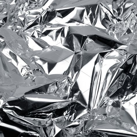 aluminum foil crumpled by AlexZaitsev on @creativemarket Aesthetic Detective, Foil Aesthetic, Crumpled Background, Silver Living Room Decor, Cinema Aesthetic, Disco Aesthetic, Foil Background, Aluminum Foil Art, Art Alevel