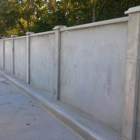 Concrete Fence Wall Design Ideas, Boundary Wall Ideas, Concrete Fence Wall, Fence Wall Design, Compound Wall Design, Concrete Block Walls, Front Wall Design, House Main Gates Design, House Fence Design