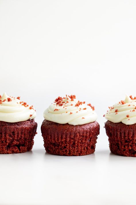 Vegan Red Velvet Cupcakes - Eight Forest Lane Red Velvet Dairy Free, Dairy Free Red Velvet Cupcakes, Egg Free Cupcakes, Vegan Red Velvet Cupcakes, Velvet Desserts, Vegan Red Velvet, Red Velvet Cupcakes Recipe, Allergy Friendly Desserts, Egg Free Baking