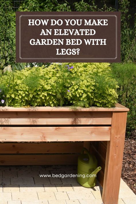 "Transform your gardening experience with this DIY elevated garden bed! Learn how to create a raised planter with legs for easy access and a stylish touch to your outdoor space. 🌱 #Gardening #DIY" Porch Raised Garden Bed, High Planters Raised Beds, Diy Above Ground Garden Raised Beds, Raised Beds From Pallets, Waist High Raised Garden Beds Diy, Homemade Raised Garden Beds, Diy Elevated Garden Bed, Flower Beds Diy, Raised Bed Layout