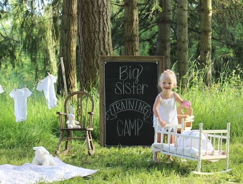 Big sister training camp Big Sister Camp Announcement, Big Sister Training Camp Announcement, Big Sister Training Announcement, Big Sister Training Camp, Baby Number 2 Announcement, Third Baby Announcements, Rainbow Baby Photography, 2nd Pregnancy Announcements, Baby 2 Announcement