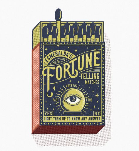 João Neves: Vintage matchbox design » Good Illustration Blog Matchbox Design, Matchbook Art, Matchbox Art, Vintage Packaging, 3d Studio, Fortune Telling, Halloween Vintage, Fortune Teller, Vintage Lettering