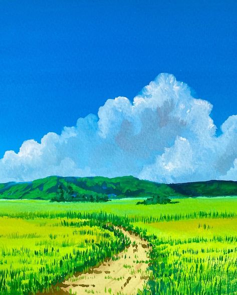 Life is like a landscape. You live in the midst of it but can describe it only from the vantage point of distance 🍀🍀🍀 ~ Charles Lindbergh #studioghibli #ghiblipainting #ghiblistudio #ghibliart #ghibliaesthetic #ghiblilandscape #landscapephotography #landscapepainting #gouachepainting #postercolor #postercolorpainting #nickerpostercolour Gouache Art Landscape, Guache Landscape, Ghibli Landscape, Guache Art, Gouache Landscape, Easy Landscape, Poster Color Painting, Charles Lindbergh, Sunrise Painting