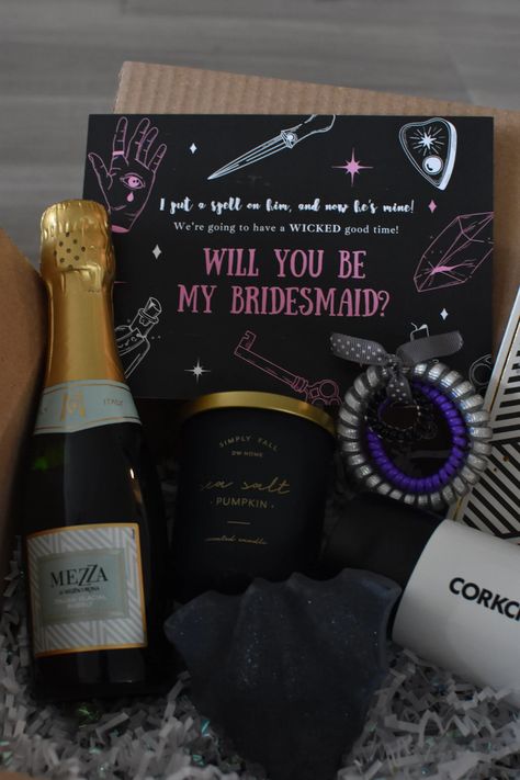 Spooky Bridesmaid & Maid of Honor Proposal Digital Download - Etsy Gothic Bridesmaids, Dark Romantic Wedding, Witch Wedding, Dark Wedding Theme, Will You Be My Bridesmaid Gifts, Be My Bridesmaid Card, Halloween Themed Wedding, Maid Of Honor Proposal, Bridesmaid Proposal Card