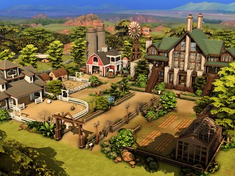 Sims 4 Horse Ranch Cc, Sims 4 Horse Ranch, Sims 4 Cottage, Lotes The Sims 4, The Sims 4 Lots, Sims 4 Family, Farm Layout, Sims 4 House Building, Sims 4 House Plans