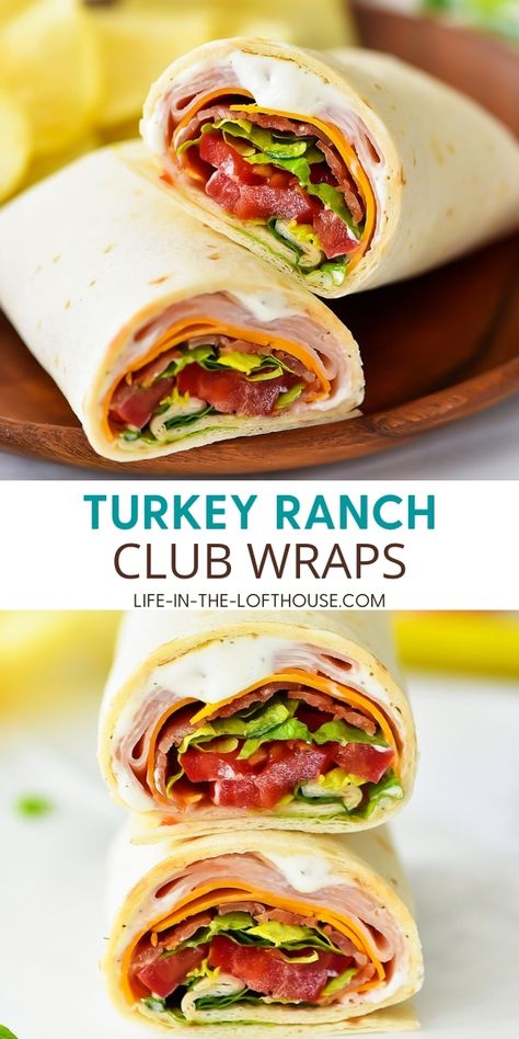 Cold Snack Ideas For Adults, Turkey Bacon Club Wrap, Wraps Recipes Lunch Ideas, Best Turkey Wraps For Lunch, Lunch For Hungry Men, Make Ahead Lunch Sandwiches, Wrap Meal Ideas, Healthy At Home Lunch Ideas, Firehouse Lunch Ideas