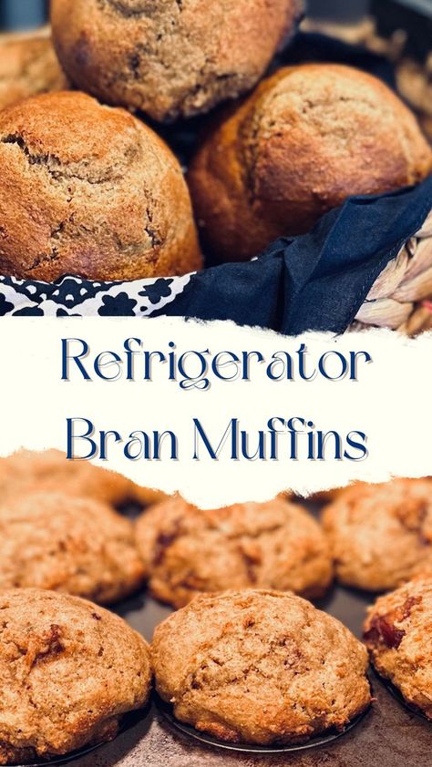 Basket of Bran muffins and muffin tin of fresh Bran muffins. Refrigerator Bran Muffin Recipe, Refrigerator Bran Muffins, All Bran Muffins, Bran Muffin, Bran Muffin Recipes, Cereal Mix, Bran Cereal, Bran Muffins, Muffin Batter