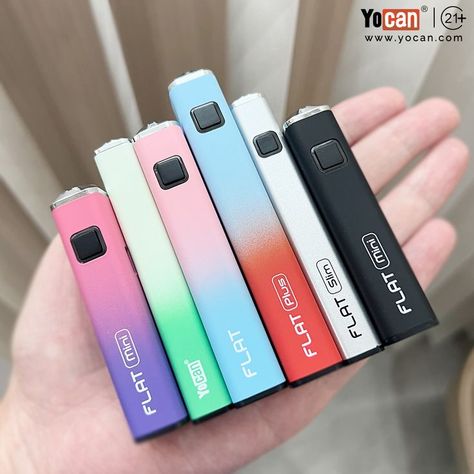 #YocanFLATseries Square Shape CBD Battery With 4 New Gradient Colors. Main Features: Square Shape Button Activation Type C Cart Resistance: >0.8ohm 15s Safety Cutoff 10s Preheat (1.8V) Adjustable Voltage: 2.6V, 3.2V, 3.8V Fits All 510 Thread Carts Get more on YOCAN.COM 510 Thread Battery, Lux Series, Square Body, Square Shape, Usb Flash Drive, Thread, Square, Electronic Products