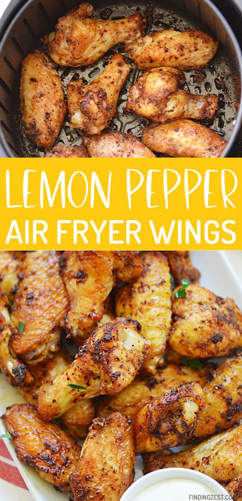 Air Fryer Lemon Pepper Wings, General Tao Chicken, Air Fryer Recipes Chicken Wings, Wings Air Fryer, Air Fryer Wings, Recetas Salvadorenas, Lemon Pepper Wings, Air Fryer Chicken Wings, Air Fryer Oven Recipes