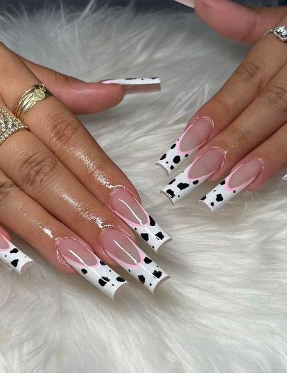 Cowboy Nails, Cow Print Nails, Acrylic Nail Designs Coffin, Gel Toe Nails, Cow Nails, Cute Simple Nails, Long Acrylic Nail Designs, Leopard Print Nails, Winter Nails Acrylic