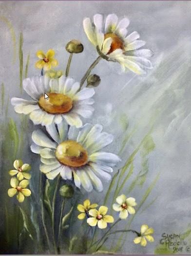 Yellow Flower Painting, Kolam Air, Acrylic Painting Flowers, Daisy Painting, White Daisies, Painting Lessons, Beginner Painting, Flower Art Painting, Online Painting