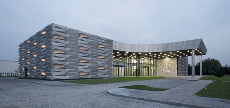 Gallery of S2OSB Headquarters & Conference Hall / BINAA - 21 Conference Hall Design, Facade Pattern, Cladding Design, Facade Panel, Industrial District, Metal Facade, Architecture Elevation, Conference Hall, Hall Design