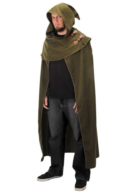 PRICES MAY VARY. Polyester Drawstring closure Size: Standard 100% polyester brushed knit flannel fabric Cloak has same-fabric ties at neck Wide collar fastens w/ faux leather straps & metal buckles at left shoulder Oversized, pointed hood This is an Elven Cloak. - Hooded Cloak Elven Cloak, Elven Costume, Medieval Cloak, Costume Capes, Hooded Cape, Funny Costumes, Halloween Costume Accessories, Hooded Cloak, Cloak