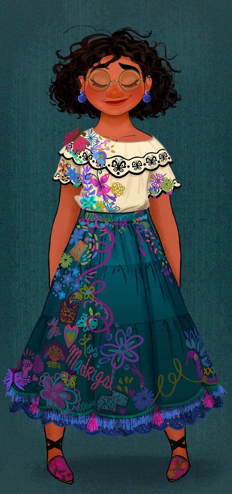 Mirabel Concept Art, Mirabel Embroidery, Lorelay Bove, Disney Trip Surprise, Disney Characters Costumes, Mirabel Madrigal, Perfect Sisters, Embroidery Skirt, Art Concepts